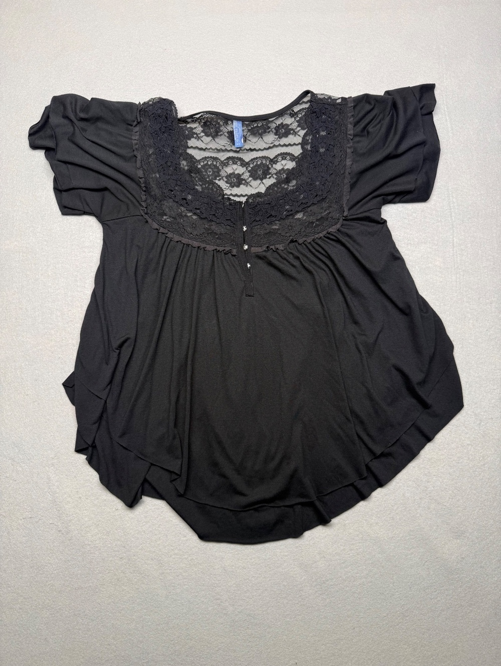 Free People Lace Trim Black Top Women M Medium